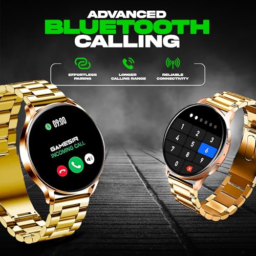 Image of GameSir Active 5 Smart Watch AMOLED Display 1.3 inch Screen, 360 * 360 Resolution, IP68 Waterproof with Multiple Watch Faces Bluetooth Calling Round Dial Smartwatch for Men & Women (Metal-Gold)