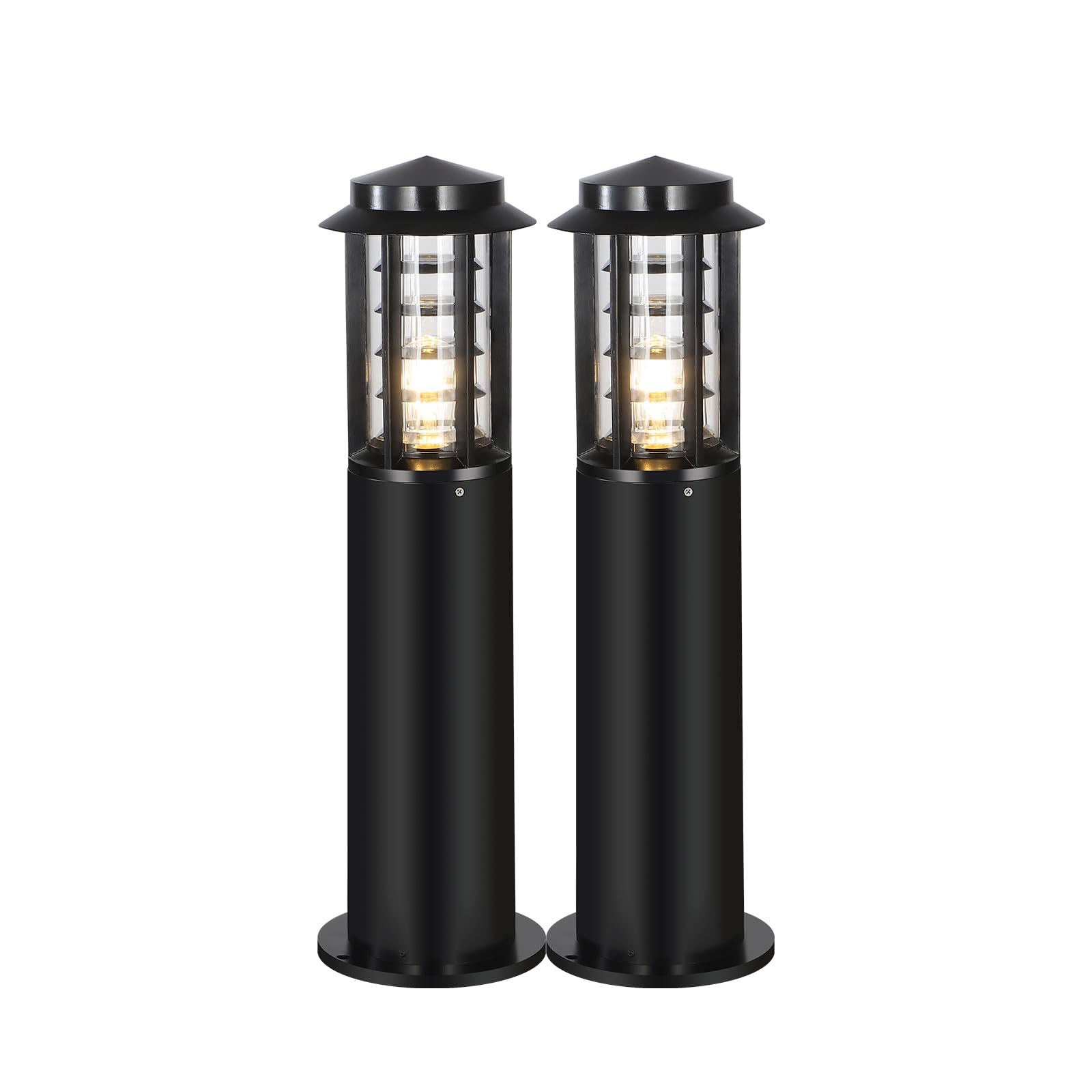 Landscape Path Light E26 Round Bollard Path Lights Modern Outdoor Driveway Lighting Lawn Floor Lamp Outside Housing Waterproof Pathway Lights Black Wired Post Path Lamps For Walkway Yard Garden