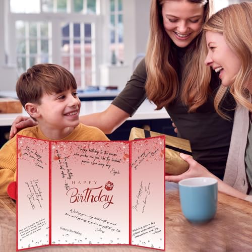 Image of Crenics Red Birthday Decorations for Women Men, Creative Birthday Guest Signature Book Alternative 18 inch x 12 inch, Awesome Birthday Gifts for Girls or Boys