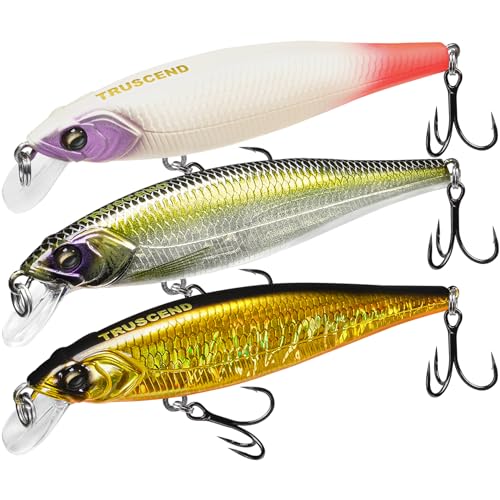 Image of TRUSCEND Suspending Jerkbait, Rattle Minnow Lures with BKK Hooks, Freshwater Bass Trout Striper Walleye Pike Fishing Lures, Variety Pack for All Water Conditions, Premium Fishing Gear and Gifts