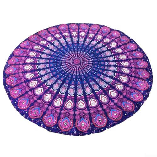 Tapiz ligero de mandala para mesa redonda para colchonetas de yoga y picnics en el parque (A)