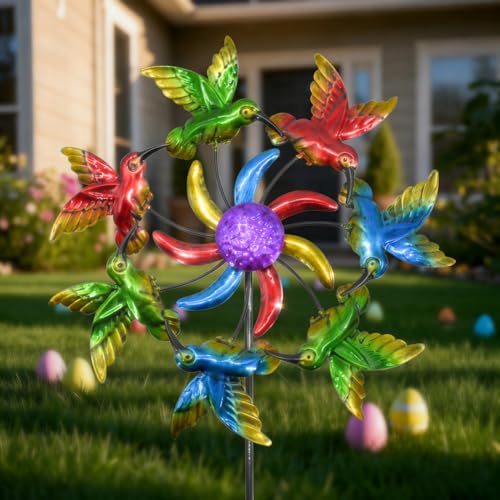 Image of Wind Spinners Outdoor Hummingbird for Mom, Birthday Gifts for Women, 39 inch Metal Stake Wind Sculpture Yard Art for Garden Decor for Outside, Patio,Lawn