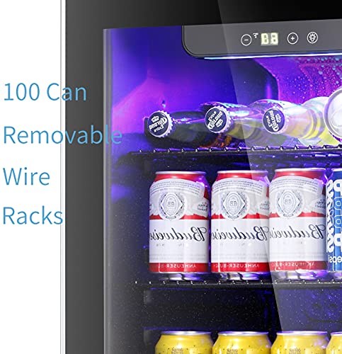 Antarctic Star Beverage Refrigerator Cooler - 100 Can Mini Fridge Glass Door For Soda Beer Or Wine – Glass Door Small Drink Dispenser Machine Adjustable Clear Front For Home, Office Or Bar, 3.2Cu.ft. #TOP2