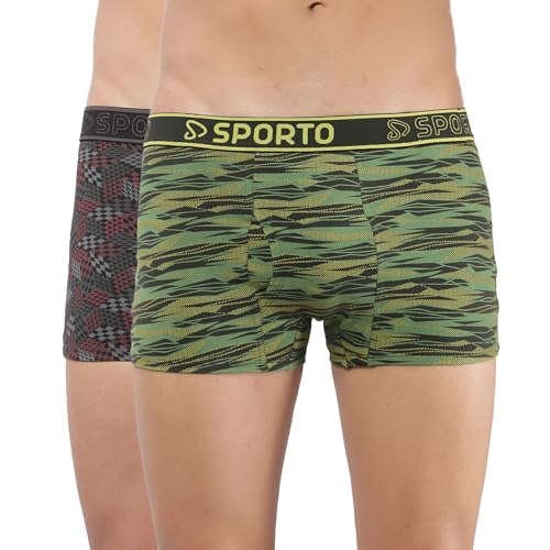 Image of sporto Macho Men's Cotton Spandex Trunk | Premium Single Jersey Fabric | Branded Outer Elastic Waistband | Double-Layer Contour Pouch | Breathable Innerwear