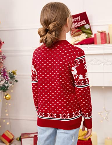 Image of MISSKY Family Christmas Sweater Crew Neck Reindeer Snowflakes Knitted Pullover for Women /Men /Kids
