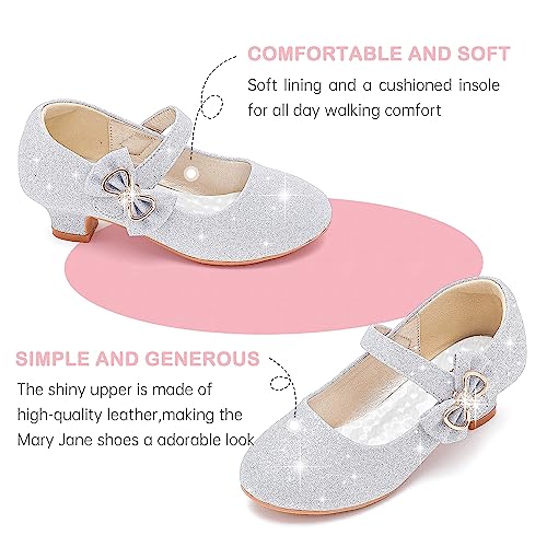 Image of Dufannie Girls Dress Shoes Princess Flats Heels for Toddler Little Big Kids