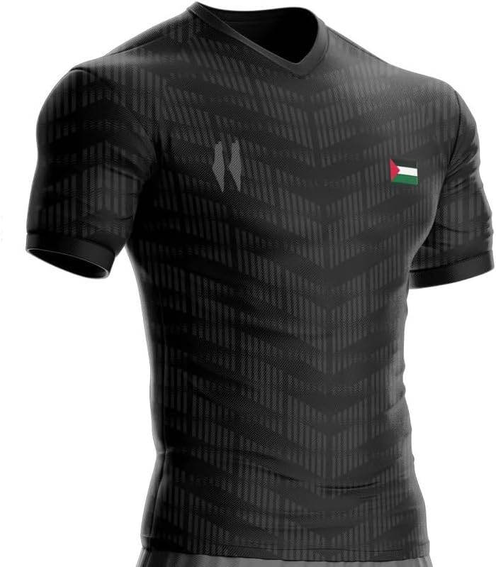 Palestine Jersey PL-341 Jet Black Football Palestinian Flag S