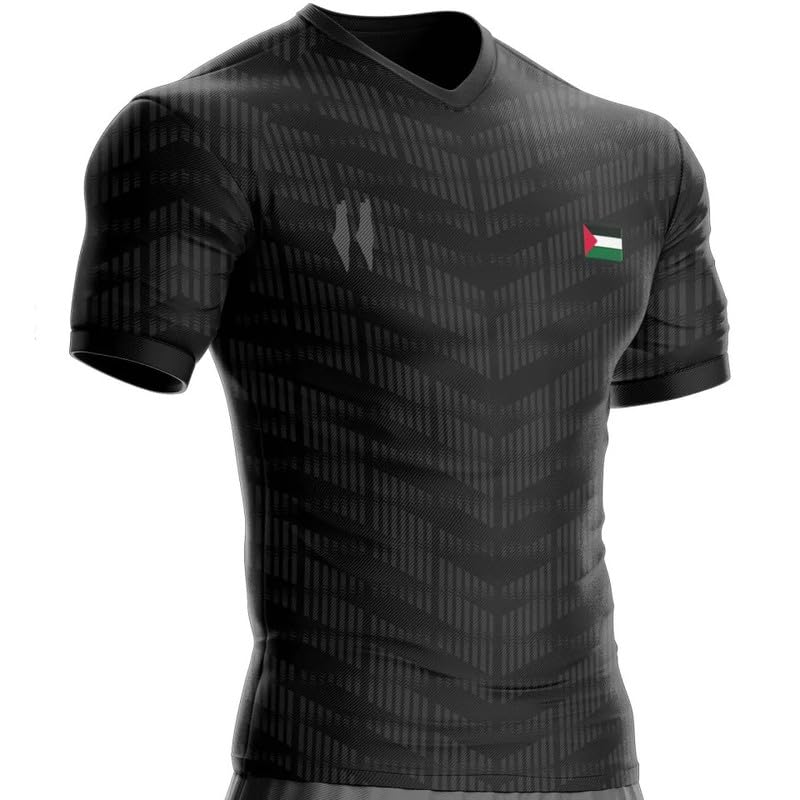 Maillot Palestine PL-341 Jet Black Football anti-transpiration pour joueur exigeant