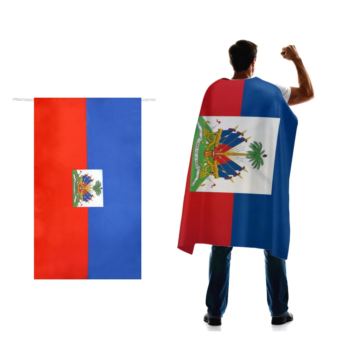 Haiti Flag Cape 3x5 FT for Independence Day Holiday Costumes Celebrati,150D Premium Polyester,Haitian National Patriotic Flags Costume Cloak.