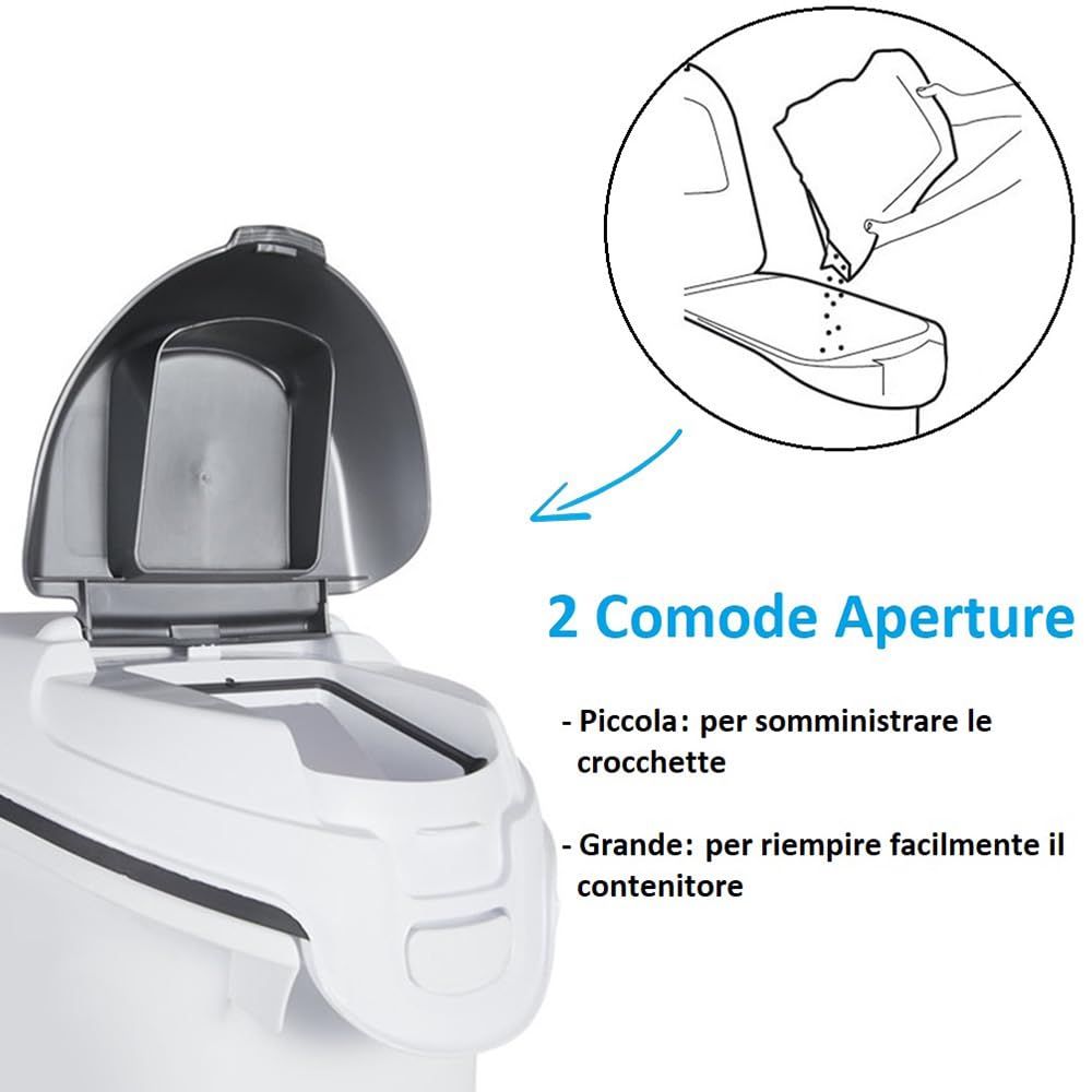 PALUPLUS Contenitore per Crocchette per Gatti, misura 23x51x50 cm, Porta crocchette con Coperchio, Chiusura Ermetica Antiodore, per Cibo Secco, Capacità 23 Litri -775C (10 kg)