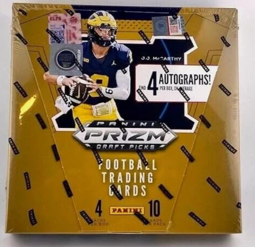 2024 Panini Prizm Draft Picks Football Factory Sealed Hobby Box. 4 Autographs per box, on average. 4 Packs of 10 Cards. Look for the Ultra-Rare inserts including Manga, Stained Glass, and the New Color Blast Duals. Find 12 Parallels.