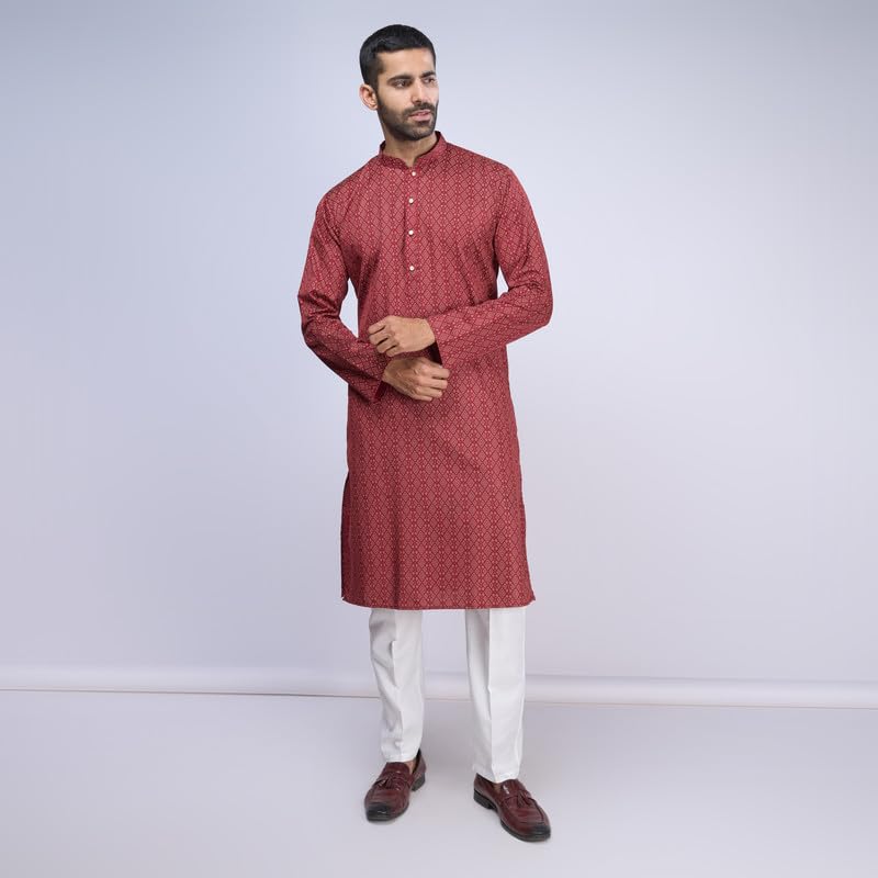 Image of BELLAZO Men's Premium Cotton Printed Regular Kurta | Stylish Kurta for Weddings /Festivals