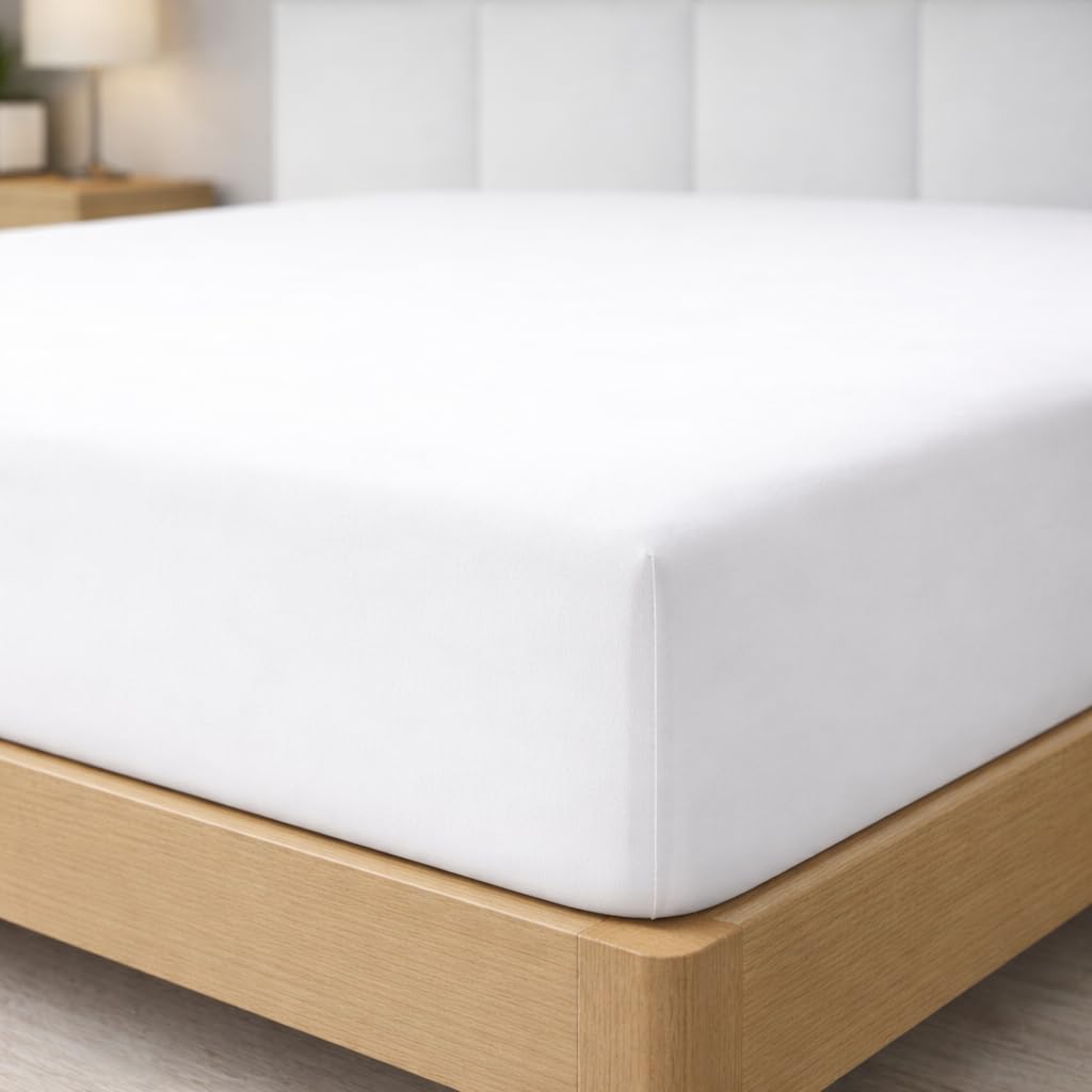 Degrees Home - Collection - Spannbettlaken – 100% Polyester, Hochwertige Mikrofaser, Rundum-Gummizug, Atmungsaktiv & Pflegeleicht, Oeko-Tex Standard -200x200x33 – Weiß