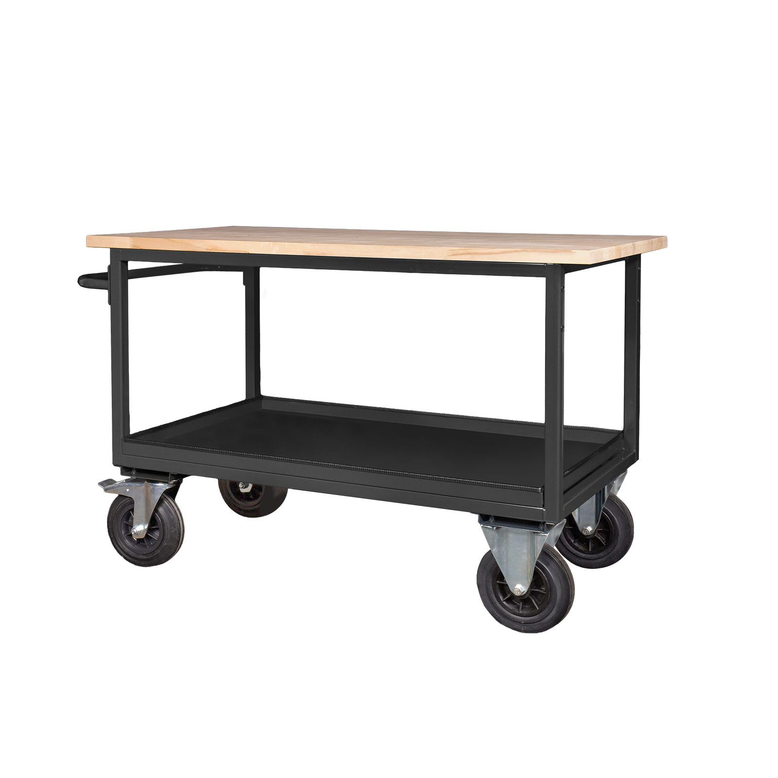 Mobile Werkbank Anthrazit RAL 7016 – 1300 x 600 x 827 mm – 500 kg Traglast – Mobiler Arbeitstisch mit Ablageboden für Werkstatt, Garage & Industrie – Profi Werktisch mit Rollen