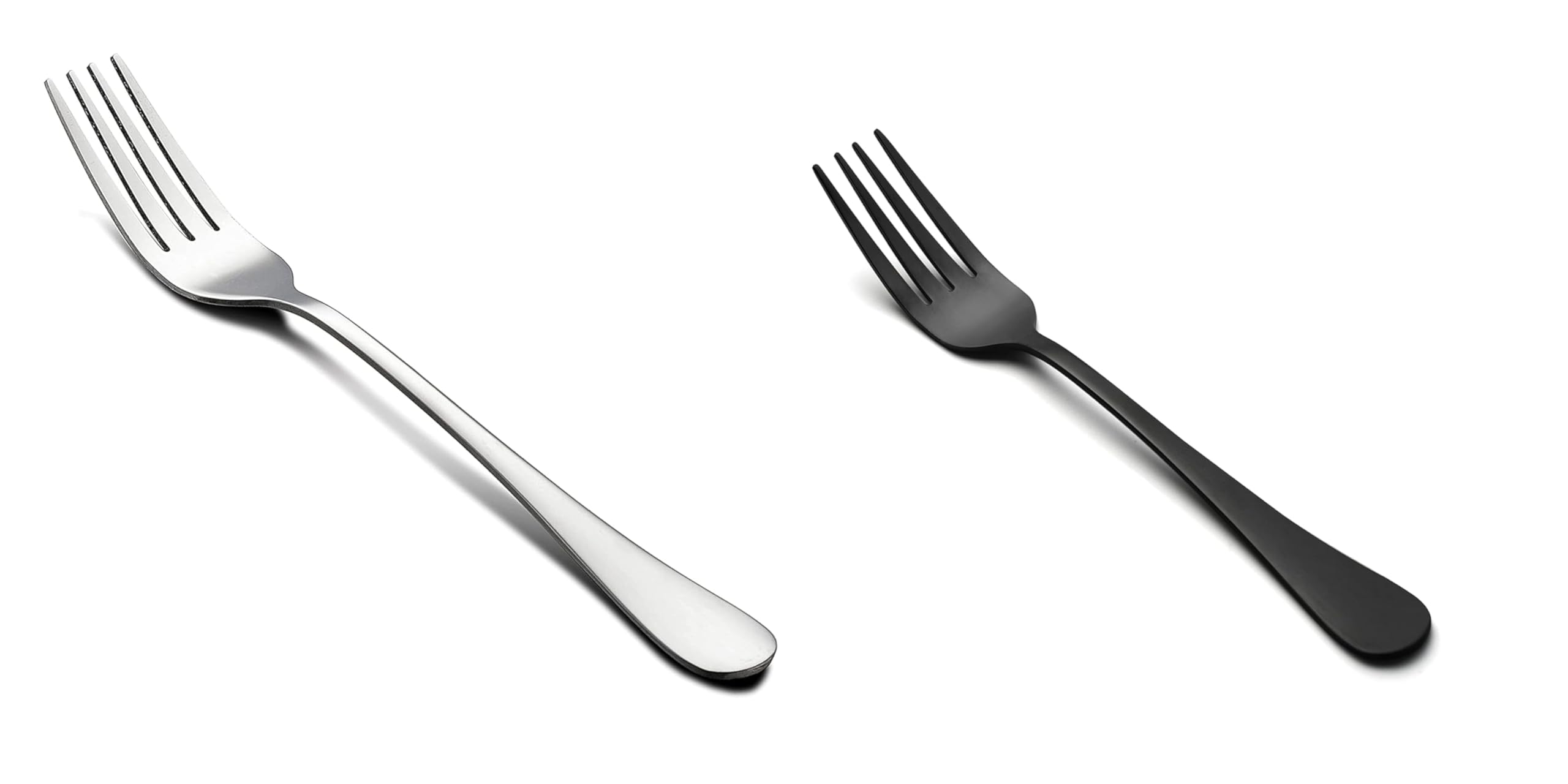 LIANYU Dinner Forks Set of 12 and Black Salad Forks Set of 12, Stainless Steel Silverware Flatware Forks, Mirror Finish, Dishwasher Safe