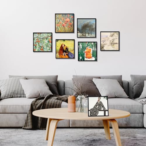 Image of Giftgarden 12x12 Picture Frame Black Set of 16, Matted to 8x8 Photo with Mat, Lightweight Square Gallery Frames for Wall Hanging Display