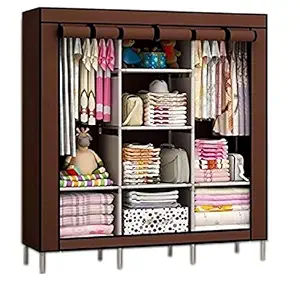 VipAsh Advance Collapsible Clothes Storage Wardrobe Cupboard Closet with Shelves Organizer Hanging Rail Rack Fold able Portable Canvas Drawers send as per color stock