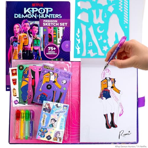 Livre de coloriage Kpop Demon Hunters avec stylos gel et pochoirs pour filles