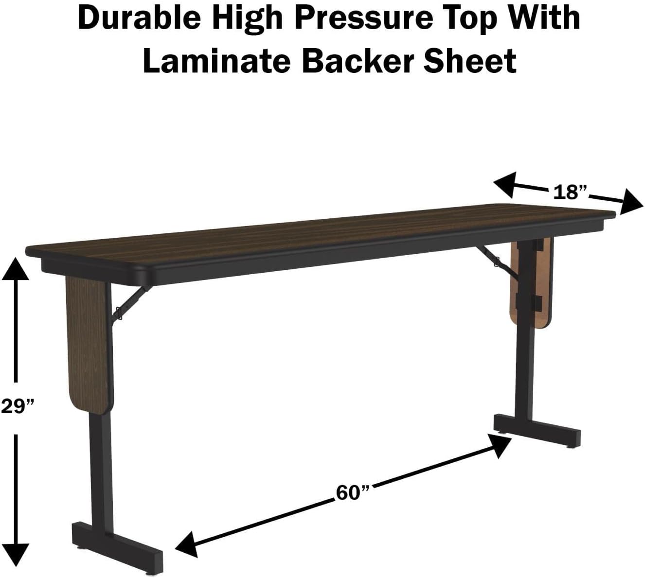 Correll SP 18x60 Contemporary Metal/Wood Folding Seminar Table in Medium Oak