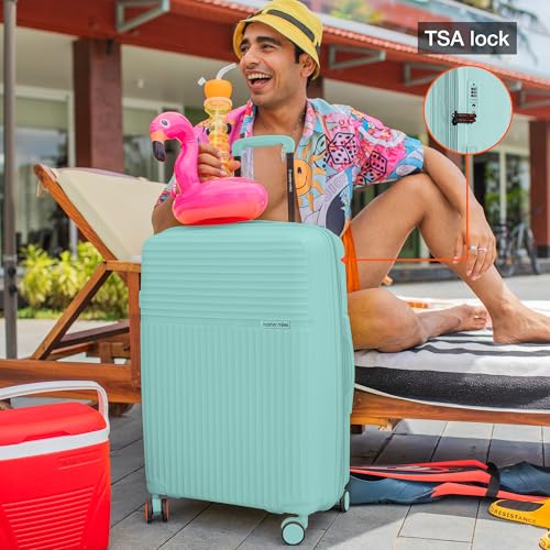 Image of Nasher Miles Krabi Expander Hard-Sided Polypropylene Luggage Set of 2 | 55cm & 65cm | 8 Wheels Small & Medium Trolley Bag for Travel | Suitcase (Cool Mint)