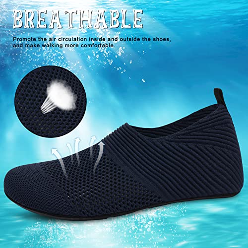 Image of ANLUKE Water Shoes for Women Men Quick-Dry Swim Shoes for Pool & Beach | Breathable knit upper with a flexible barefoot feel; ideal for pool, beach, swim, yoga or slippers.