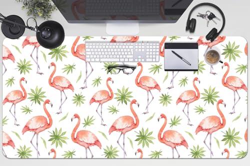 Sous-main de bureau 100x50 cm en vinyle PVC à motif flamants roses