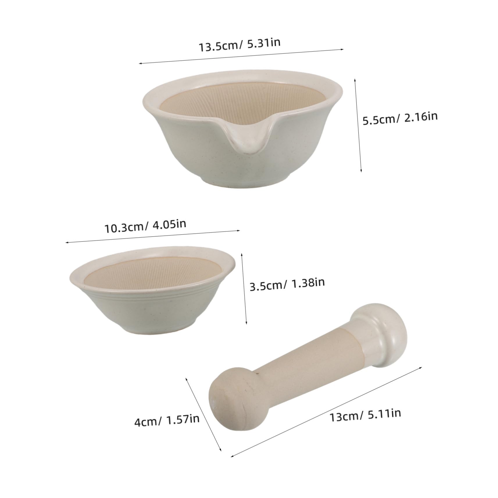 Japanische Keramik Babybrei Stampfschüssel mit Stampfer, 1 Satz | Beige, Handbetriebene Zubereitung, für Zuhause und Unterwegs, Leicht zu Reinigen, Glatte Breiverarbeitung