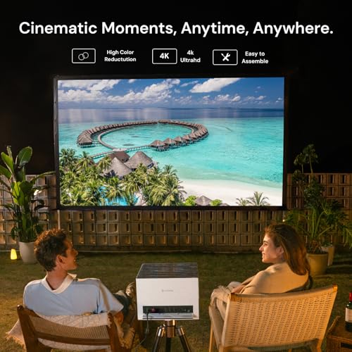 Image of Valerion 180 inch Outdoor Projector Screen with Stand - 3-Min Setup, Wheeled Carry Bag, 4K /8K UHD Support, Freestanding, Portable Alloy Frame, 16:9 HD, Lightweight for Camping, Backyard, Home Theater