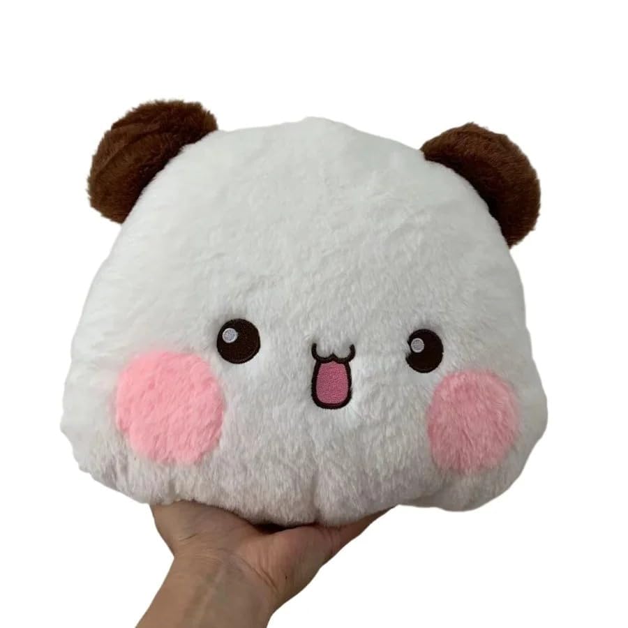 Image of Bubu Dudu Plush Pillow - Bubu & Dudu (Panda & Bear) Design - Cute Rabbit Fur Plush Cushion Ideal Gift for Kids, Boyfriend, Girlfriend, Home Decor, Travel for All Ages (33cm)