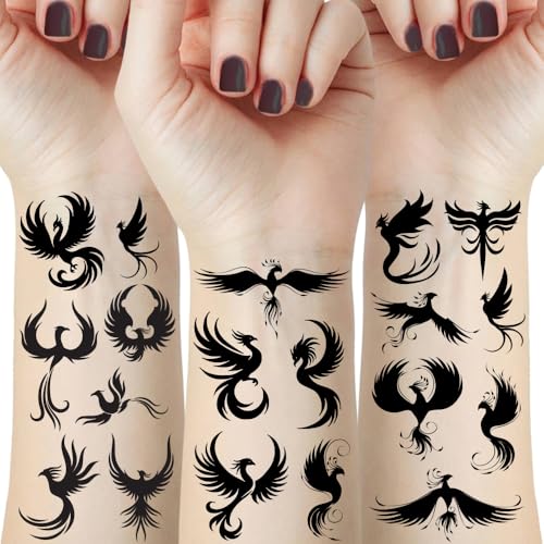 Phoenix Silhouette Temporary Tattoos 12 Sheets of Majestic Mythic...