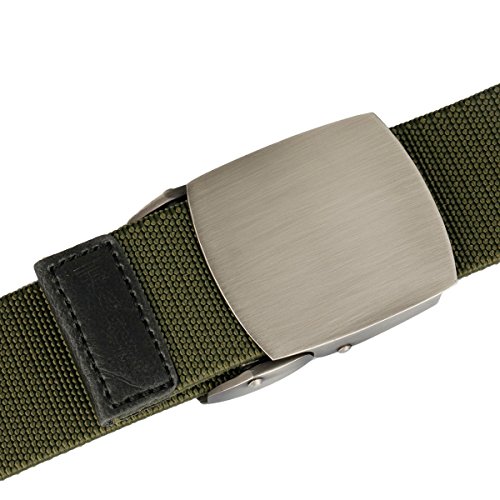 Sportmusies Elastic Belts for Men, Military Style Stretch Webbing Tactical Duty Belt (Army Green,Auto Metal Buckle)3