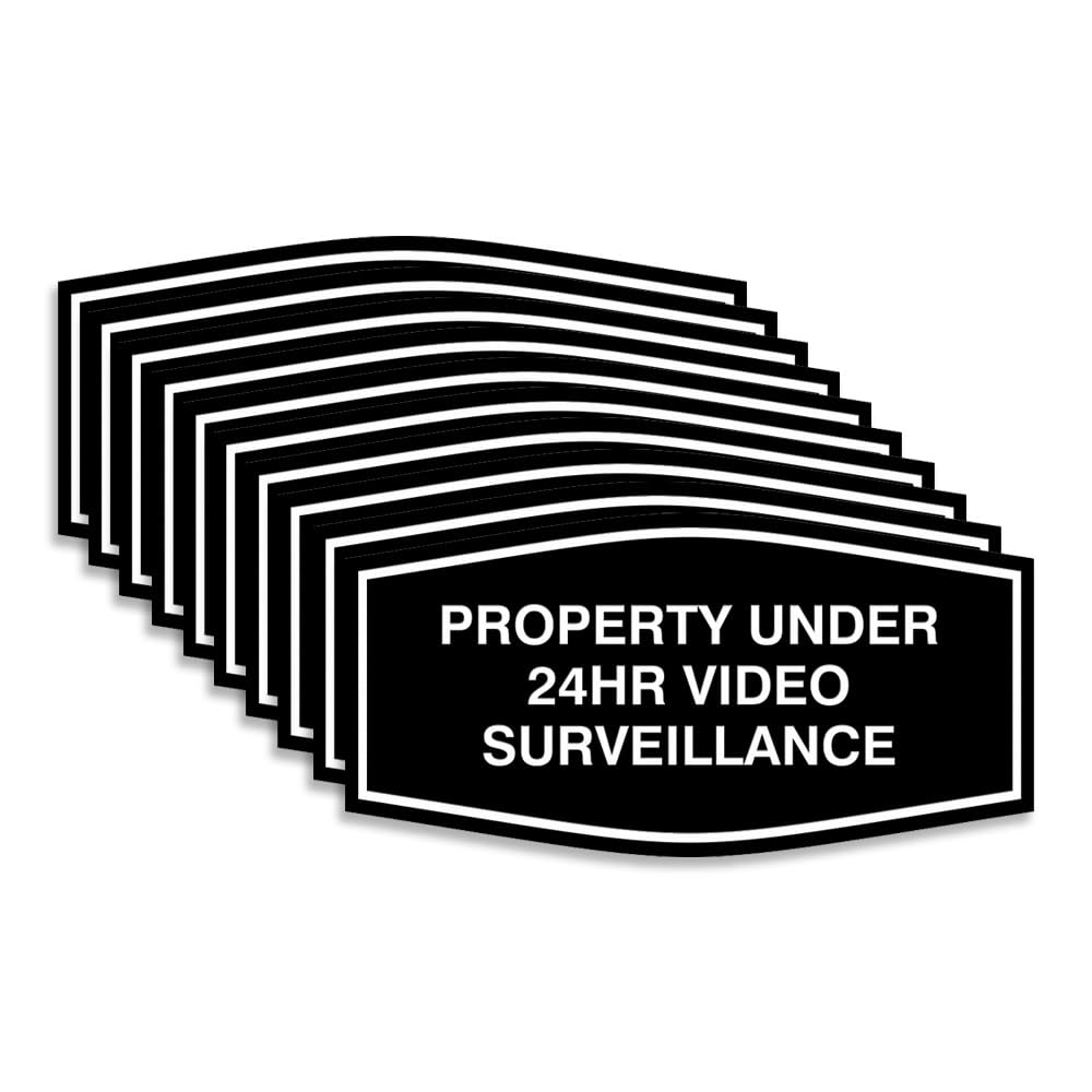 All Quality Fancy Property Under 24Hr Video Surveillance Sign | Property Security Sign with Easy Installation | 24/7 Security Monitoring (Black) -