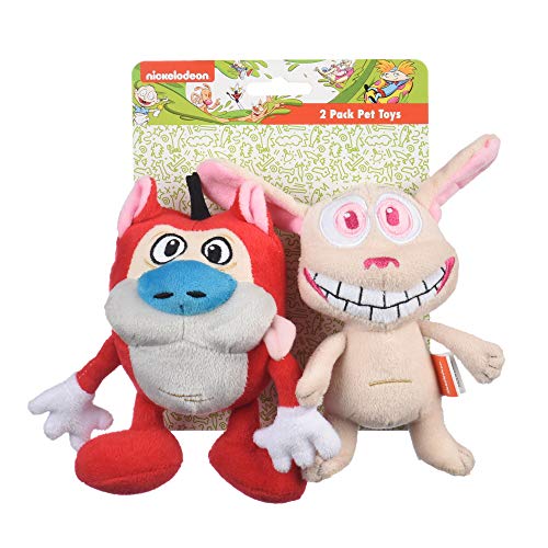 Nickelodeon for Pets Ren & Stimpy 6 Inch 2 Piece Dog Toy Set | Soft and Plush Dog Toys from Hit Nickelodeon 90s TV Series The Ren & Stimpy Show | Plush Figure Dog Toys for All Dogs