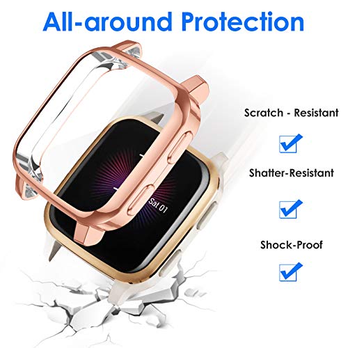 Ezco 3-Pack Screen Protector Case Compatible With Garmin Venu Sq / Venu Sq Music, Full Coverage Soft Tpu Case Protective Screen Cover Bumper Frame For Garmin Venu Sq Gps Smartwatch #TOP2