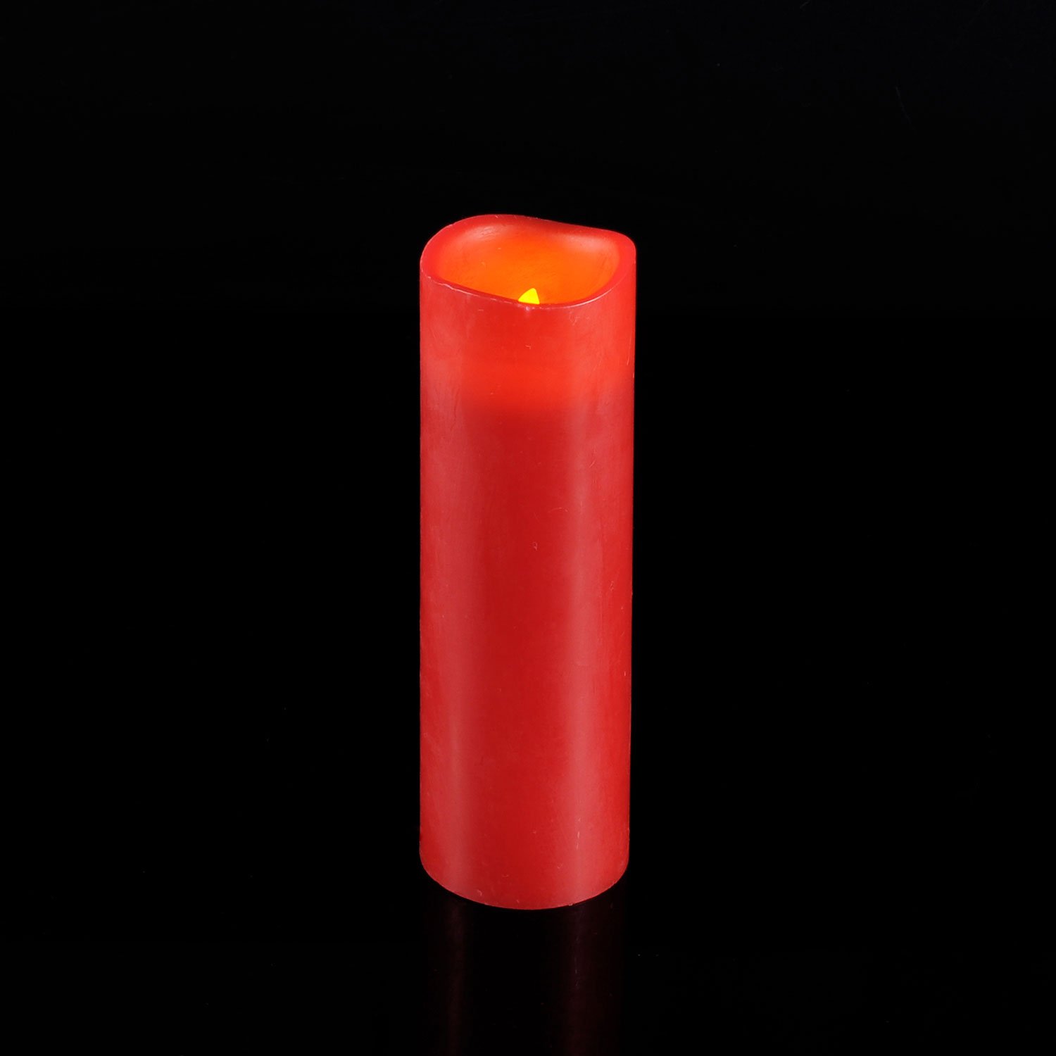 Pandaing Set of 9 Flameless Candles Battery Operated LED Pillar Real Wax Electric Unscented Candles with Remote Control Cycling 24 Hours Timer (Red)