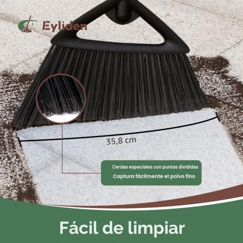 Miniatura 2 de Eyliden Escoba Resistente, Escoba Angular Comercial Con Mango Largo, Superficie Rugosa Para Exteriores, Para Garajes, Patios, Aceras, Cubiertas, Barrer En Interiores, Cocina, Oficina,