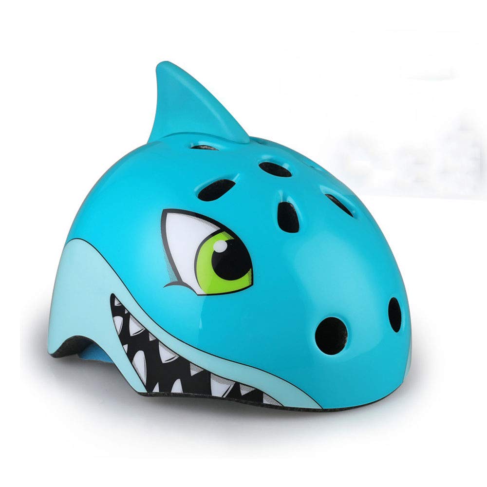 Cascos de bicicleta para niños con diseño de tiburón azul para patinete y bici eléctrica