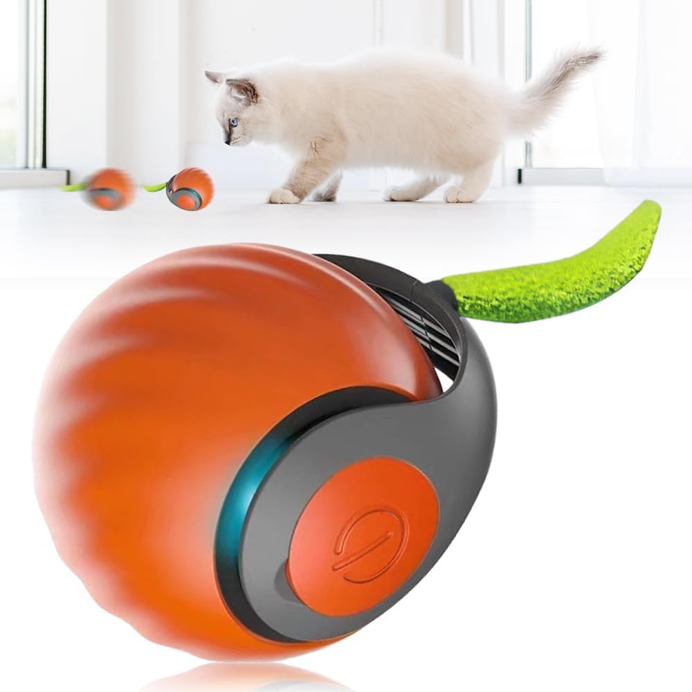 Interactive Cat Toy Balls (2-Pack) – Rechargeable, Motion-Activated With 3 Tails, Speedy Sprint Modes