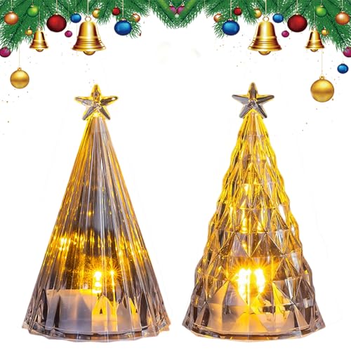 Helweet Árvore de Natal Artificial, Árvore de Natal de Secretária, Decorações de Casa, Luz Noturna, Decoração de Natal, Ferramentas de Iluminação para Decoração de Escritório, 2 Peças