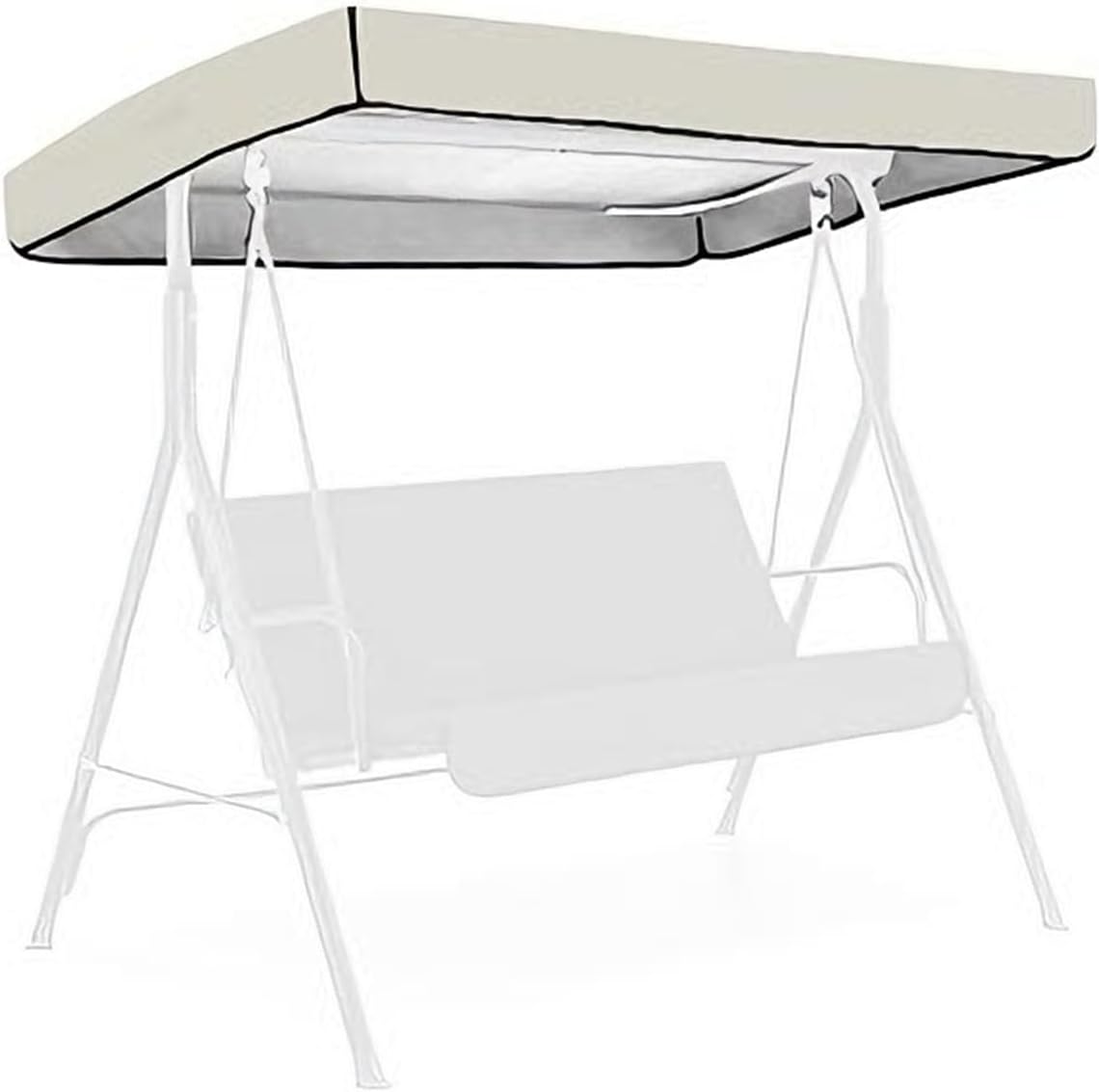 Swing Canopy Replacement, Outdoor Swing Cover, 75"X 47"/84"X 48" Replacement Waterproof Top Cover, Reinforced Edges Rip Proof UV Block for Outdoor Spaces (Beige,83.58x48.03x7.09inch)