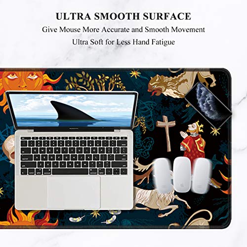 Image of Auhoahsil Large Gaming Mouse Pad, Skull Theme XXL 35.4 x 15.7 in Desk Pad Stitched Non-Slip Rubber Long Computer Mousepad Thin Extended Full Size Desk Mat for Desktop, Laptop, Wireless Mice, Black