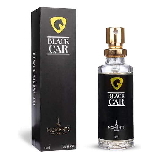 Perfume de Bolso Masculino BLACK CAR 15ml Moments Paris Fragrância Aromático Fougere Dia Noite Parfum Longa Duração Alta Fixação EDP Projeção Spray Presente Mini Frasco Homem Forte Sofisticado Sedutor