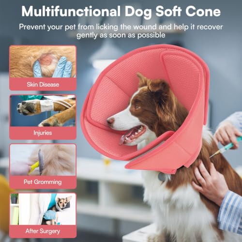 Image of Queenmore Soft Dog Cone Collar, Dog Cones for Large Dogs After Surgery