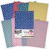 Lot de 56 feuilles de papier de bricolage design avec motif intégral A4 180 g/m², impression sur un côté, carton d'argile idéal pour le scrapbooking