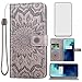 Phone Case for OnePlus 7 Pro Wallet Cases with Tempered Glass Screen Protector and Slim Flip Cover Card Holder Stand Cell OnePlus7Pro 5G One Plus 1+7 1Plus OnePlus7 7Pro One+ 1 + Seven Women Men Gray