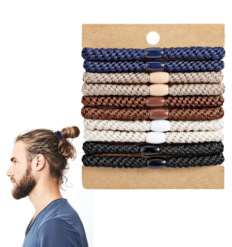 10Pcs Hair Ties for Men, No Crease Braided Hair Ties for Long Hairs...