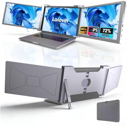 Image of Laptop Screen Extender, 15 inch 1080P IPS FHD Triple Monitor for 15 inch-17.3 inch Laptops, Plug & Play Portable Monitor Extender with USB-C /HDMI /USB-A for Mac /Windows /Chrome /Android,Gray (Deep Grey)