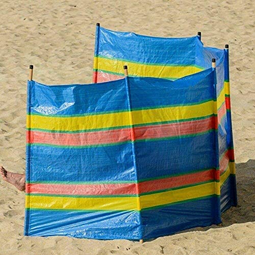 UETIAN Windbreaker Wooden Pole 4 5 6 8 10 Beach Camping Caravan Holiday Sun Screen Shelter Tall Wind Break (4 Poles (4ft High x 7ft Long))