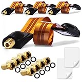 4x SAT Fensterdurchführung 8x F-Stecker ohne bohren Flachkabel 26cm vergoldet Koaxialkabel extrem flach 0,3mm Antennenkabel Fenster Tür Wohnwagen Camping TV F Kupplung 2x F-Buchse Kabel Ultra Slim