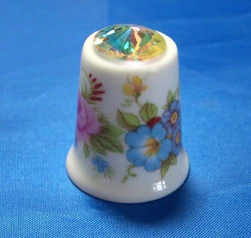 Dé à Coudre Porcelaine Fine Collection – Camée Rose Et Jaune – Birchcroft, Fabriqué En Angleterre